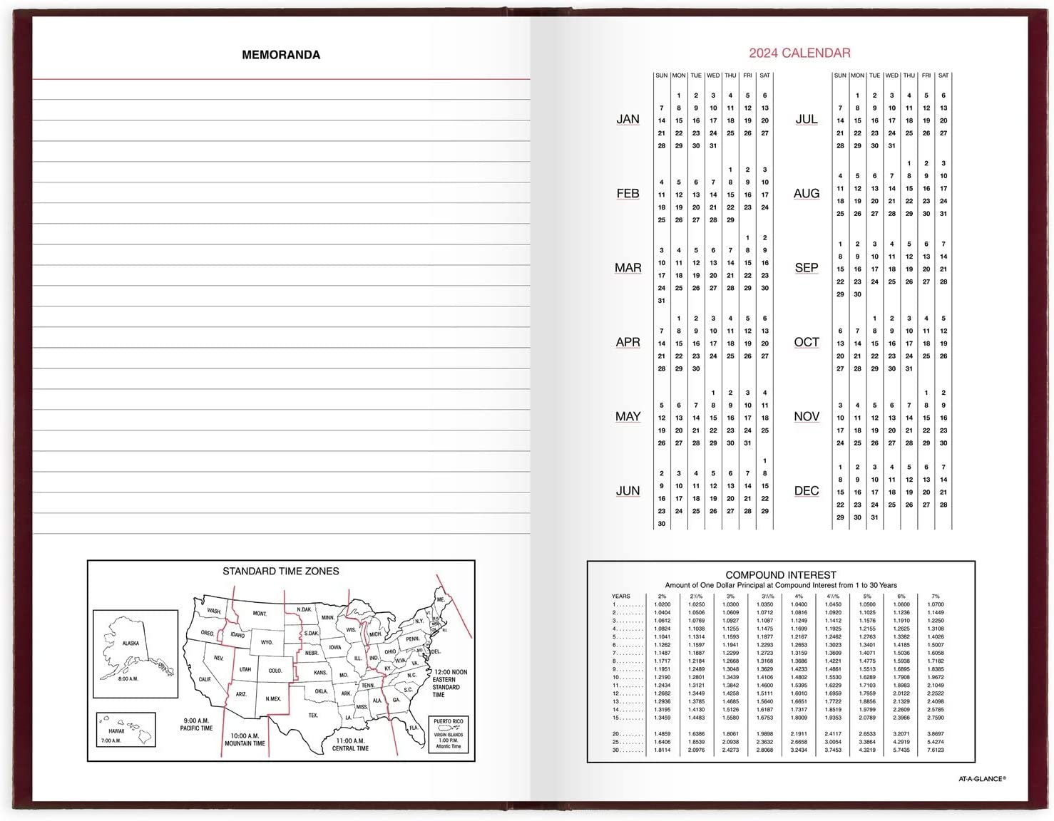 2022 Diary by AT-A-GLANCE, Standard Daily Diary, 7-3/4" x 12", Large, Red (SD37613) - Image 7